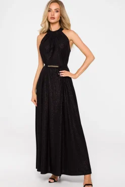 Online Sukienka maxi z dekoltem typu halter - czarna Sukienki Wieczorowe|Sukienki