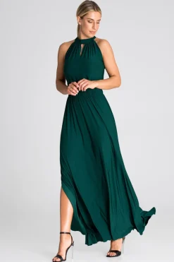 New Sukienka maxi z dekoltem typu halter - zielona Sukienki Wieczorowe|Sukienki