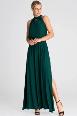 New Sukienka maxi z dekoltem typu halter - zielona Sukienki Wieczorowe|Sukienki
