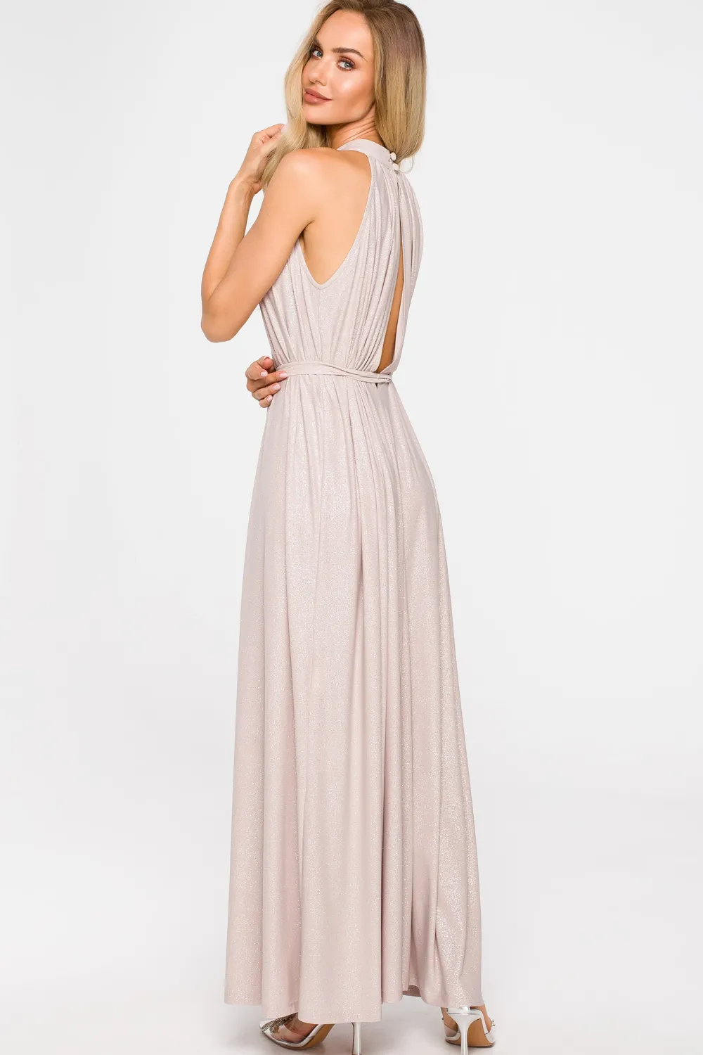 Discount Sukienka maxi z dekoltem typu halter - szampańska Sukienki Wieczorowe|Sukienki