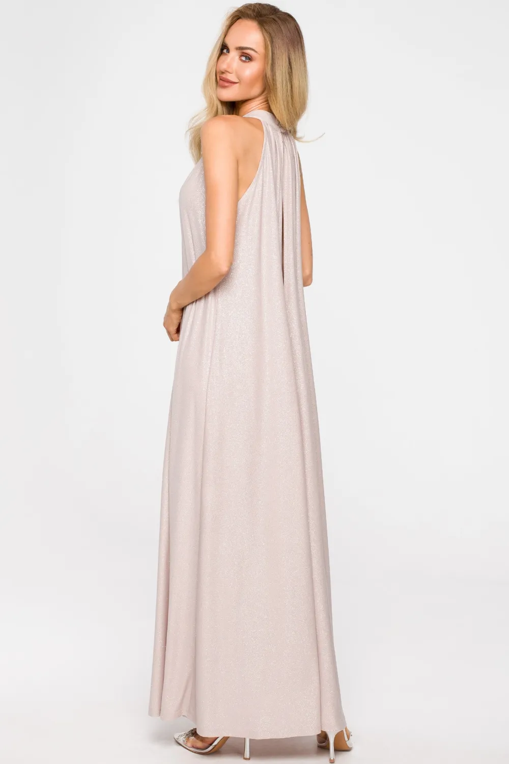 Discount Sukienka maxi z dekoltem typu halter - szampańska Sukienki Wieczorowe|Sukienki