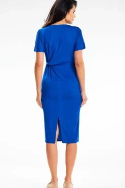 ukienka idi z wiązanie na boku - niebieka Sukienki|Midi