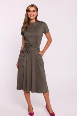 Best ukienka idi z wiązanie w taii - khaki Sukienki