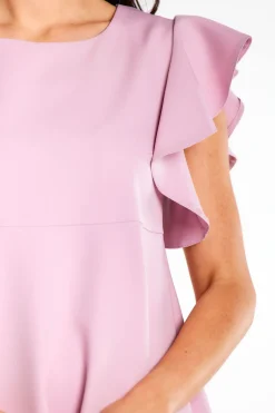 Clearance ukienka ini o trapezowy kroju - brudno-różowa Kolory I Printy Sezonu|Sukienki