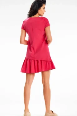 New ukienka ini z fabanką na doe - różowa Sukienki|Mini