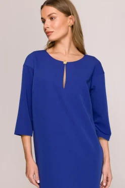 Discount ukienka o uźny faonie z łezką w dekocie - chabrowa Dobry Skład|Sukienki Na Wiosnę
