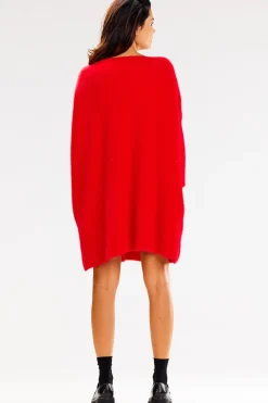 Online Sukienka oversize z długimi rękawami - czerwona Sukienki