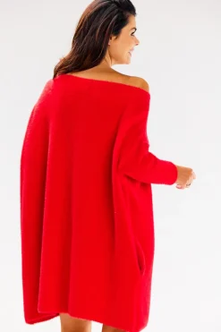 Online Sukienka oversize z długimi rękawami - czerwona Sukienki