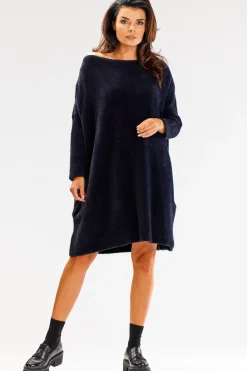 Online Sukienka oversize z długimi rękawami - czarna Sukienki