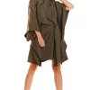 Sukienka oversize z opadającym ramieniem - khaki Dobry Skład|Sukienki