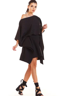 Discount Sukienka oversize z opadającym ramieniem - czarna Dobry Skład|Sukienki