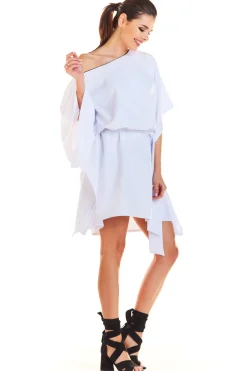 New Sukienka oversize z opadającym ramieniem - biała Dobry Skład|Sukienki