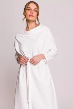 Discount ukienka overize z pakie w taii - ecru Sukienki Na Wiosnę|Sukienki