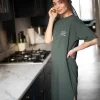 Outlet Sukienka t-shirtowa midi - militarno-zielona Sukienki Dzianinowe|Sukienki