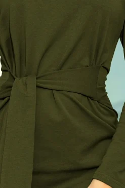 Online ukienka z długi rękawe i pakie - khaki Mini|Sukienki