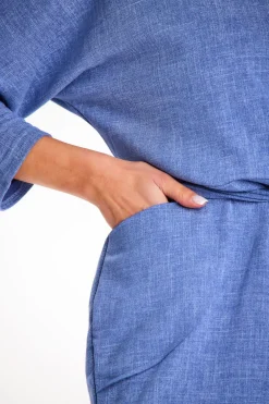 Clearance ukienka z kionową górą i wiązanie w taii - niebieka Sukienki Dzianinowe|Sukienki