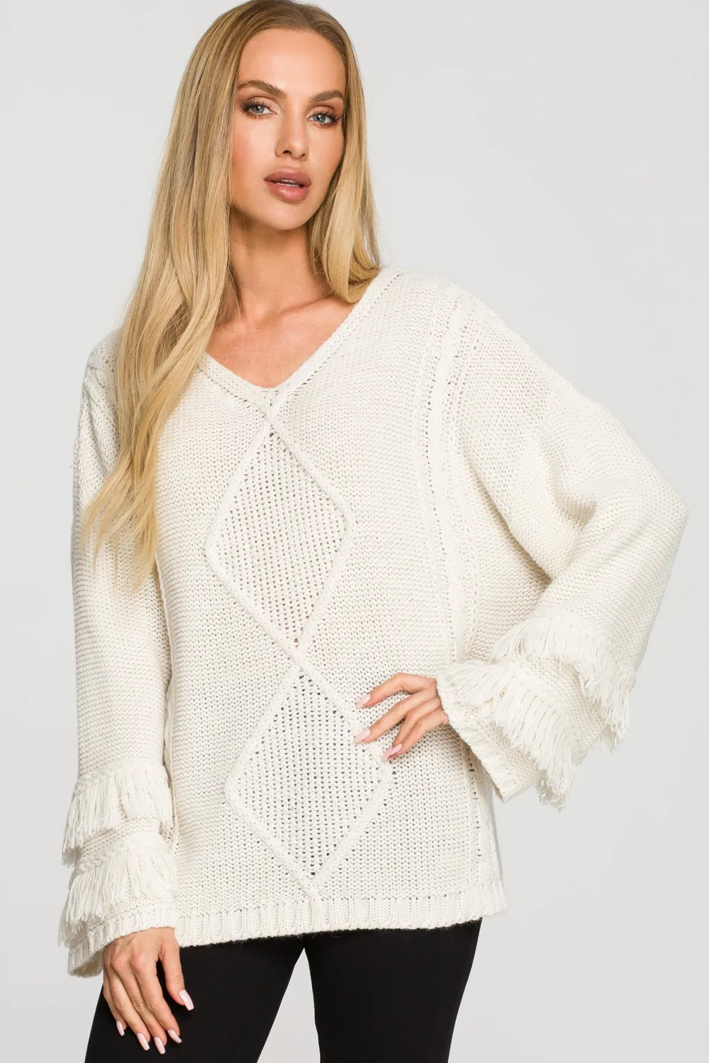 Hot weter w tyu boho z frędzai - kość łoniowa Swetry