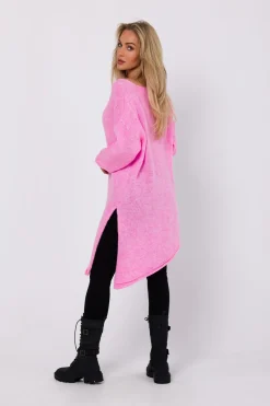 Discount Sweter z asymetrycznym dołem - różowy Swetry