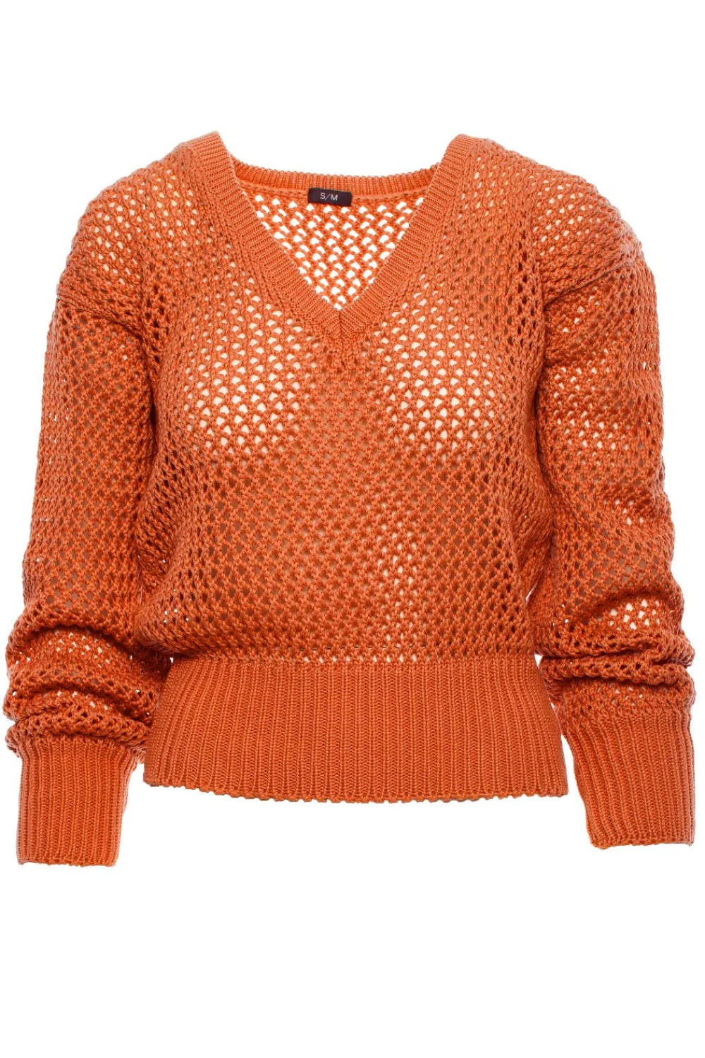 Sale Sweter z dużymi oczkami - pomarańczowy Kolory I Printy Sezonu|Swetry