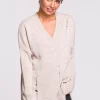 Discount Sweter z dziurami - beżowy Swetry