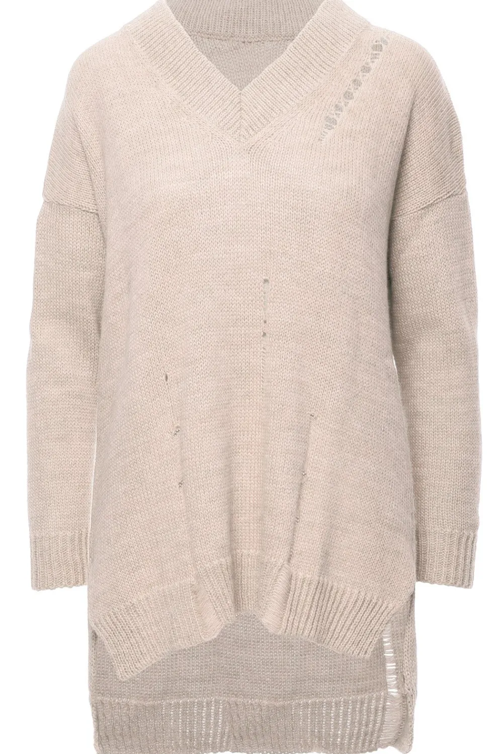 Discount Sweter z dziurami - beżowy Swetry
