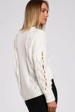 Clearance weter z dziurai na rękawach - ecru Swetry