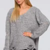 Sweter z dziurami - popielaty Swetry