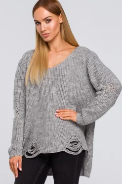 Sweter z dziurami - popielaty Swetry