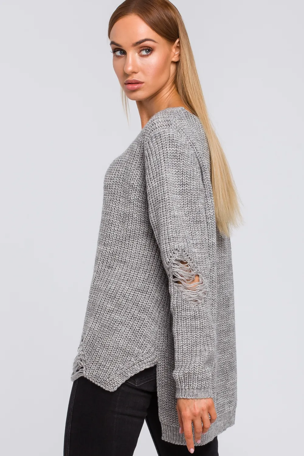 Sweter z dziurami - popielaty Swetry