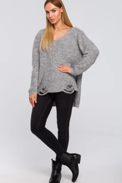 Sweter z dziurami - popielaty Swetry