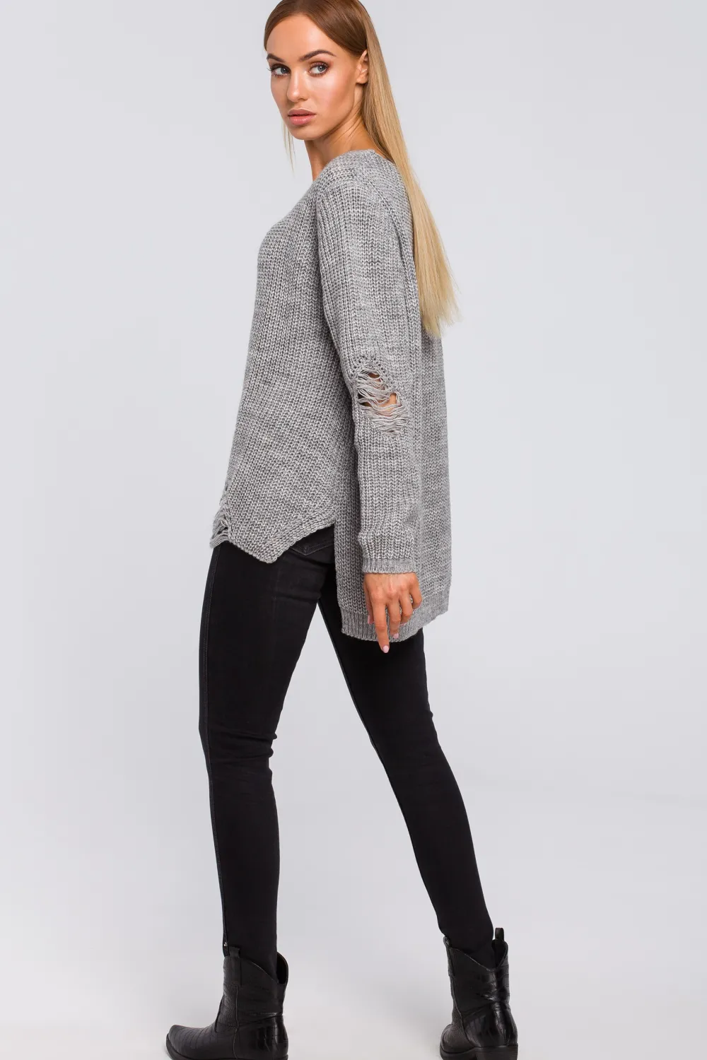 Sweter z dziurami - popielaty Swetry