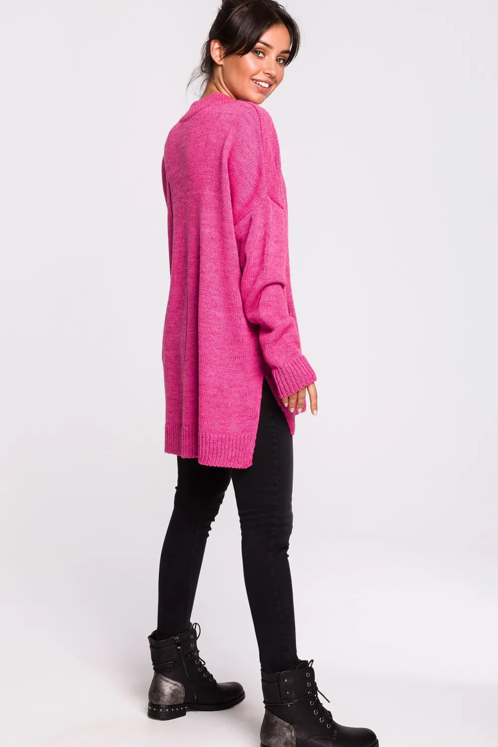 New Sweter z dziurami - różowy Swetry