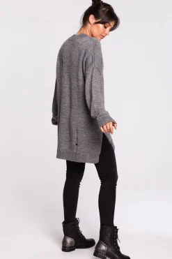 Clearance Sweter z dziurami - szary Swetry