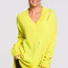 Discount Sweter z dziurami - żółty Swetry