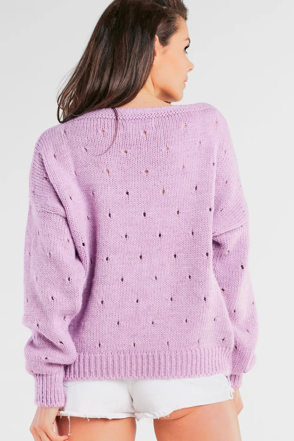 New Sweter z dziurkami - fioletowy Swetry