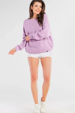 New Sweter z dziurkami - fioletowy Swetry