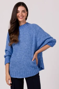 Best Sweter z nietoperzowymi rękawami - lazurowy Swetry