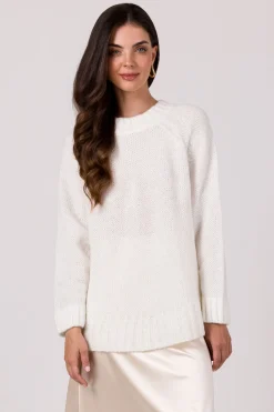 Discount Sweter z nietoperzowymi rękawami - biały Swetry