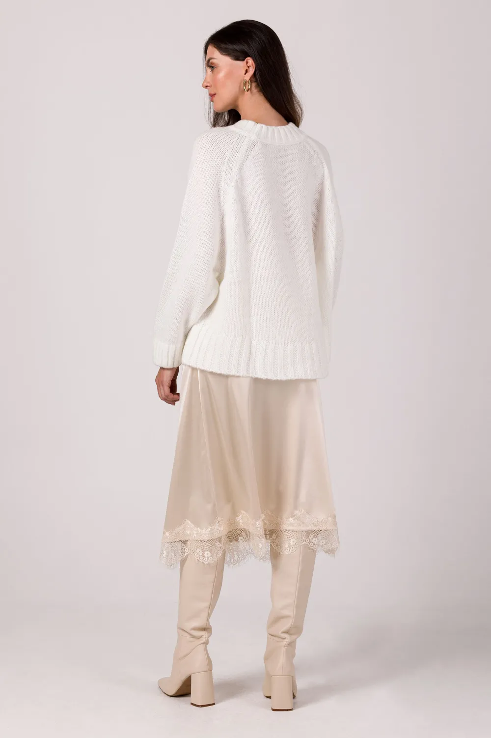 Discount Sweter z nietoperzowymi rękawami - biały Swetry
