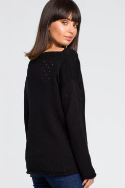 Clearance Sweter z oczkami - czarny Swetry