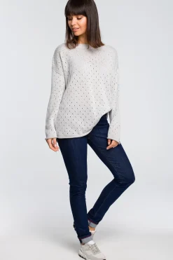 Sale Sweter z oczkami - szary Swetry