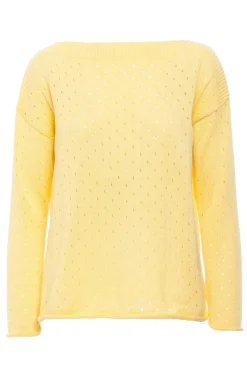 Sale Sweter z oczkami - żółty Swetry