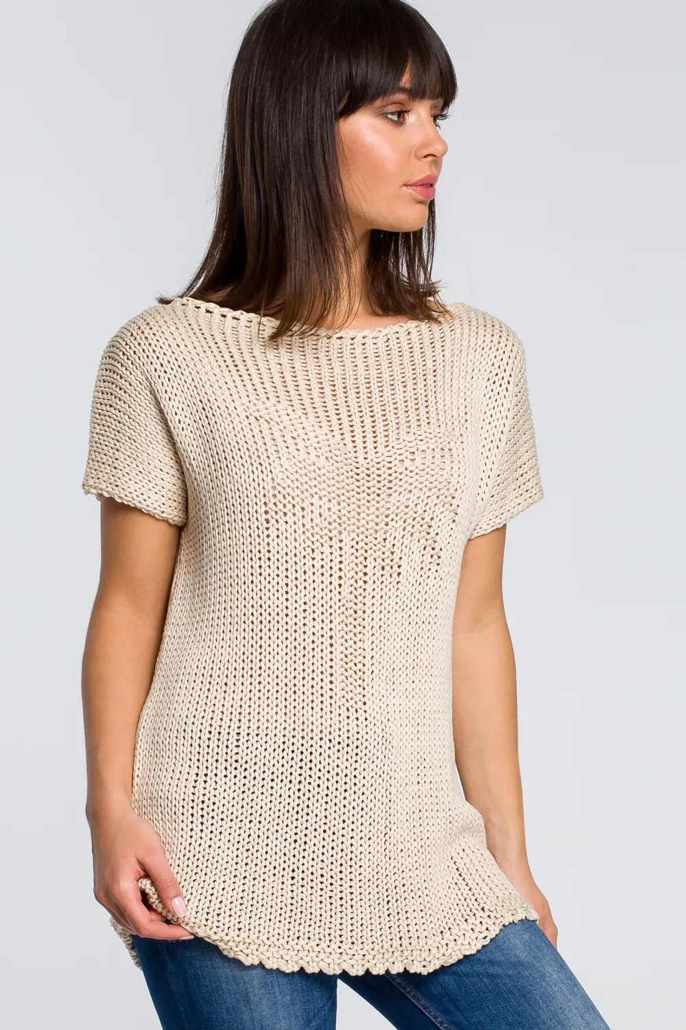 Online Sweter z palmą - beżowy Swetry