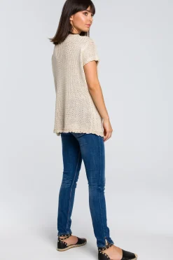 Online Sweter z palmą - beżowy Swetry