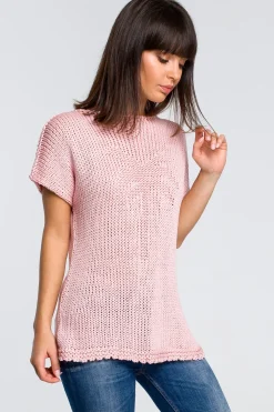 Sweter z palmą - różowy Swetry