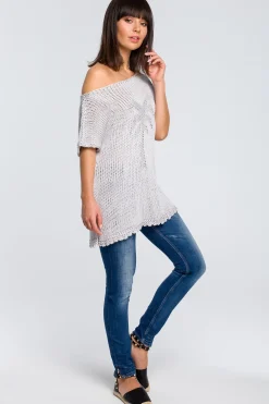 Clearance Sweter z palmą - szary Swetry