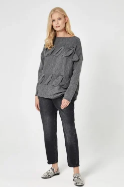 Online Sweter z przestrzennym splotem - szary Swetry
