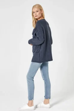 Best Sweter z przestrzennym splotem - granatowy Swetry