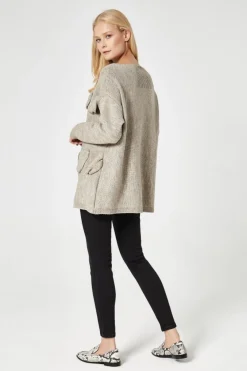 Clearance Sweter z przestrzennym splotem - beżowy Swetry