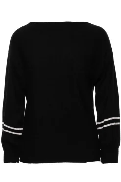 Discount Sweter z szerokimi rękawami i lampasem - czarny Swetry